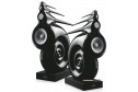 Bowers & Wilkins Nautilus hoparlör siyah parlak, ikonik kabuk tasarımı.