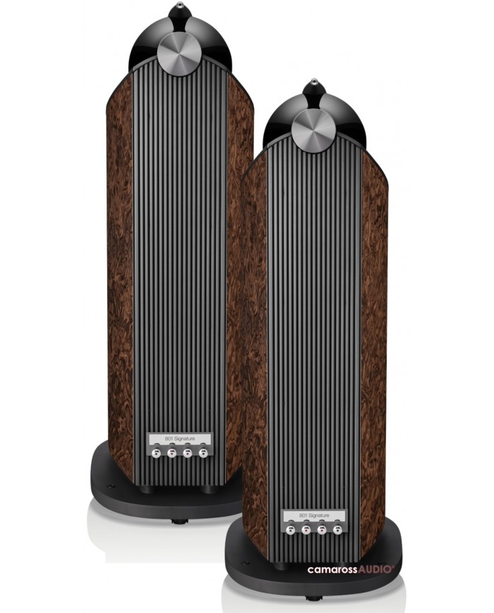 Bowers & Wilkins 801 D4 Signature hoparlör, koyu ahşap kaplama.