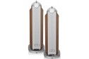 Bowers & Wilkins 802 D4 hoparlör arkası, ceviz ve gümüş detaylı, premium ses sistemi.