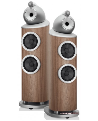 Bowers & Wilkins 803 D4 hoparlör, ahşap kabinli, gümüş tweeterli.