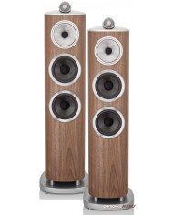 Bowers & Wilkins 804 D4 Walnut hoparlör çifti, gümüş detaylı high-end ses sistemi