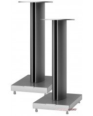 Bowers & Wilkins FS-805 D4 hoparlör standı, gümüş renkli, sağlam tasarım.