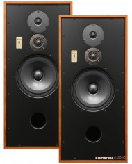 Graham Audio LS8/1 hoparlör çifti, ahşap çerçeveli retro Hi-Fi ses sistemi.