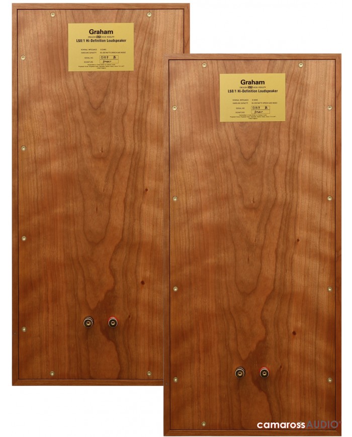 Graham LS8/1 Hi-Definition Loudspeaker ahşap arka paneli ve bağlantı terminalleri.