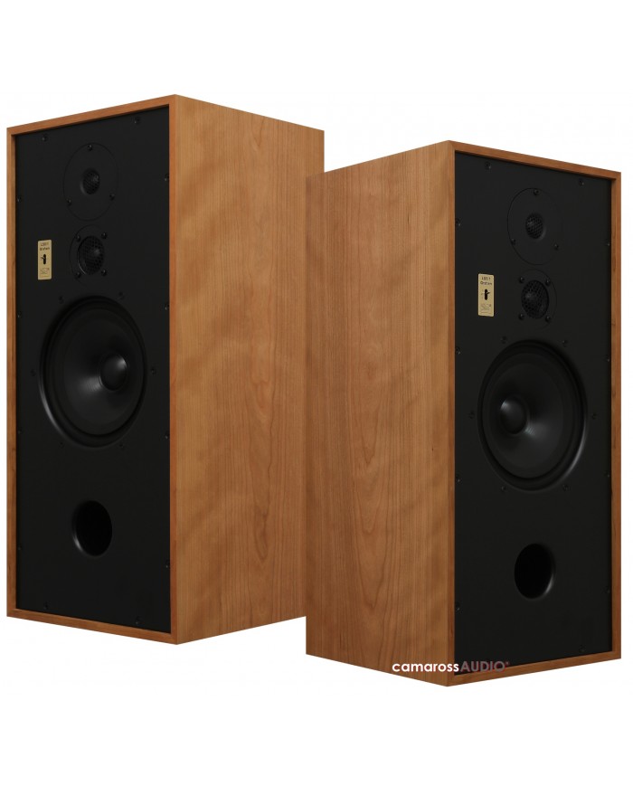 Graham Audio LS8/1 hoparlör, ahşap kaplama, siyah ön panel.