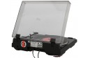 Pioneer PL-960 siyah pikap, şeffaf kapak açık, arka plaka detayı.