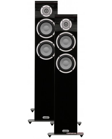 Marten OSCAR TRIO siyah parlak hoparlör çifti, gümüş tweeter ve woofer.