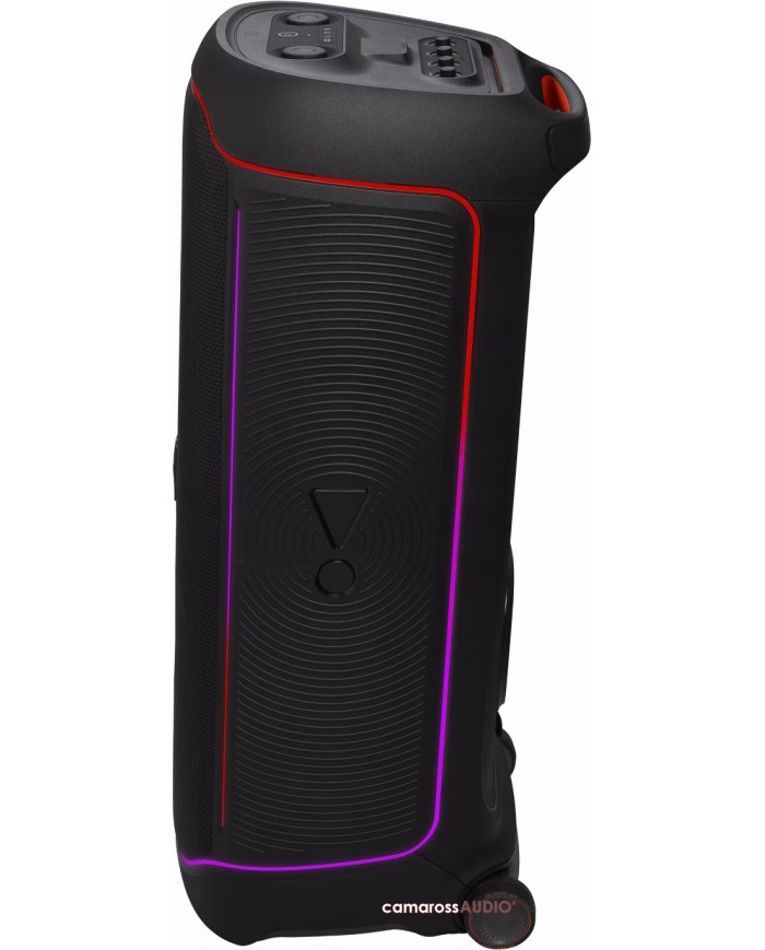 JBL PartyBox Ultimate siyah hoparlör, RGB ışıklandırmalı profesyonel ses sistemi.