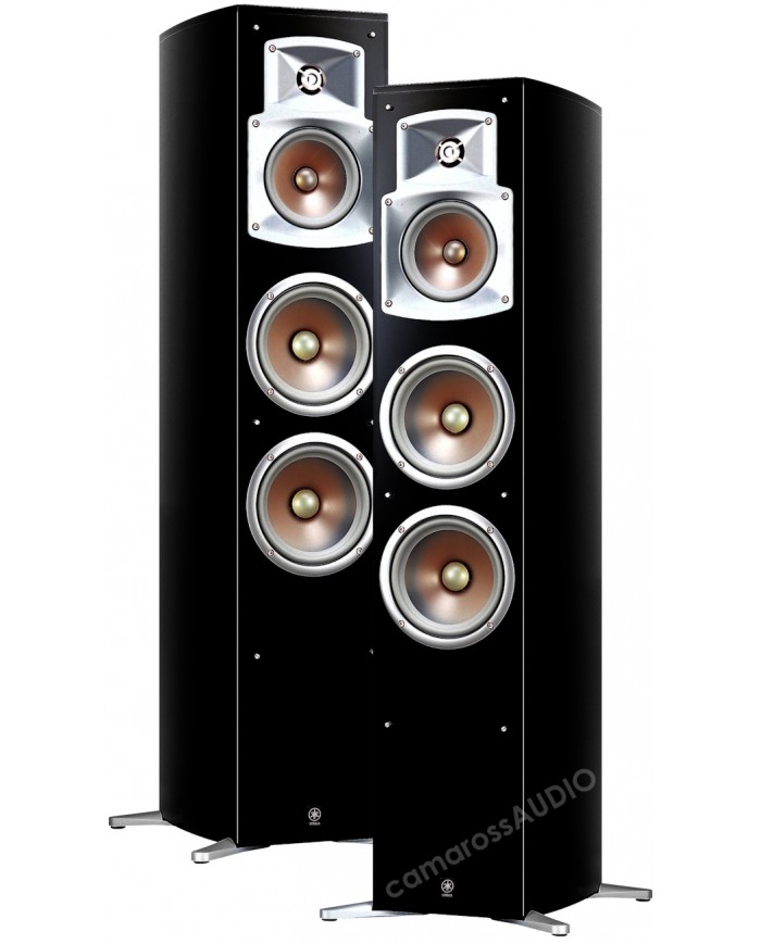 Yamaha NS-555 Siyah Kule Tipi Hoparlör Takımı, Gümüş Konili Sürücüler