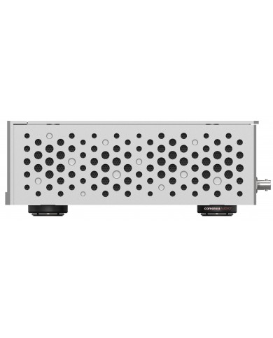 Matrix Audio NT-1 Digital Audio Transport yan görünüm, gümüş renkli, havalandırmalı kasa.