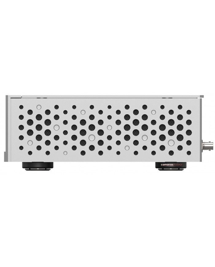 Matrix Audio NT-1 Digital Audio Transport yan görünüm, gümüş renkli, havalandırmalı kasa.