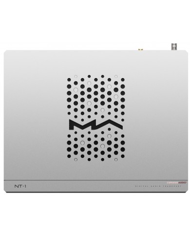 Matrix Audio NT-1 Gümüş Dijital Ses Aktarıcı, havalandırmalı tasarım.