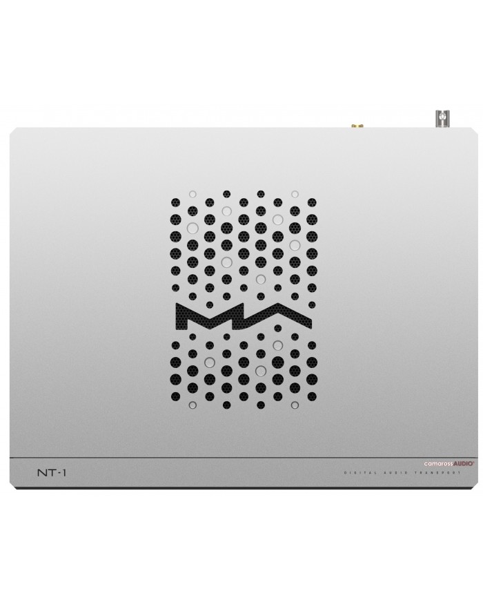 Matrix Audio NT-1 Gümüş Dijital Ses Aktarıcı, havalandırmalı tasarım.