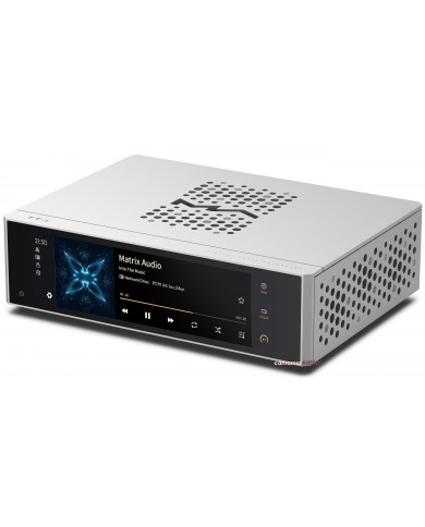 Matrix Audio TT-1 Digital Audio Transport gümüş renkli, dokunmatik ekranlı ses oynatıcı.
