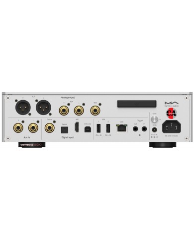 Matrix Audio TS-1 Music Streamer arka panel bağlantıları, XLR, RCA, USB, LAN.