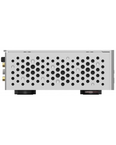 Matrix Audio TS-1 Music Streamer gümüş yan görünüm, havalandırmalı metal kasa.