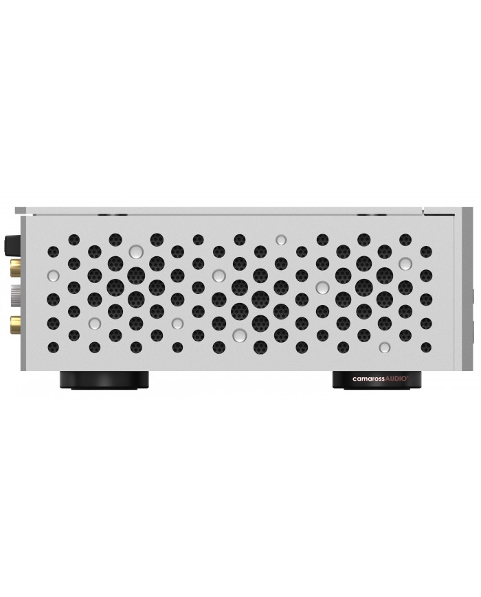 Matrix Audio TS-1 Music Streamer gümüş yan görünüm, havalandırmalı metal kasa.