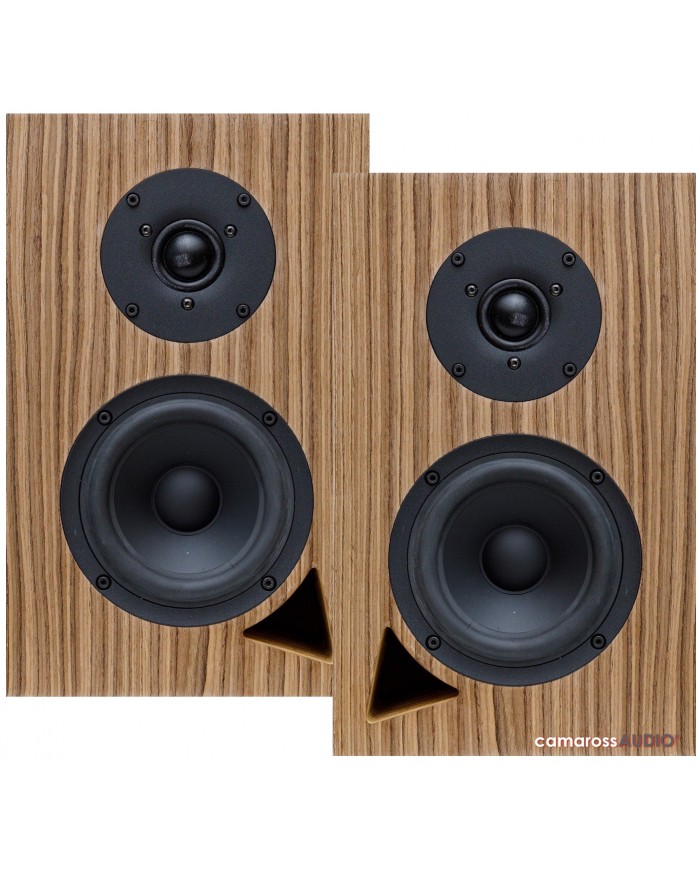 Audel U-Basik 5/8 hoparlör, zebra ahşap kaplama ve siyah sürücüler. Walnut