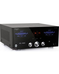 Advance Paris A12 Classic siyah Hi-Fi tüplü amfi, VU metre göstergeli.