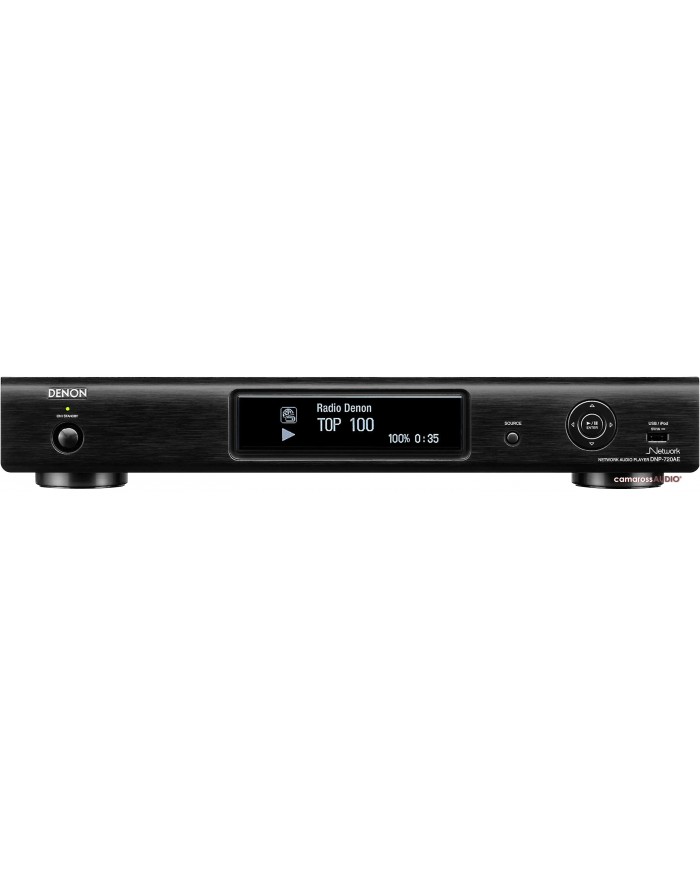 Siyah Denon DNP-720AE Network Audio Player ön panel görünümü.
