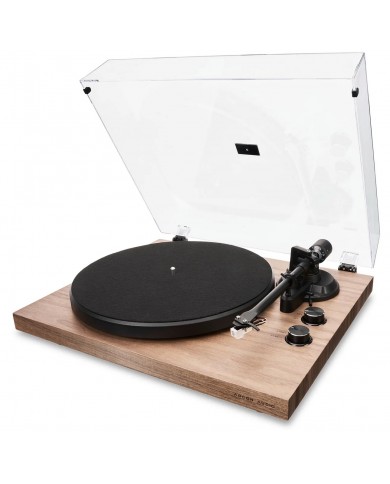 Argon Audio TT MK2 pikap, ahşap gövde, şeffaf kapak.