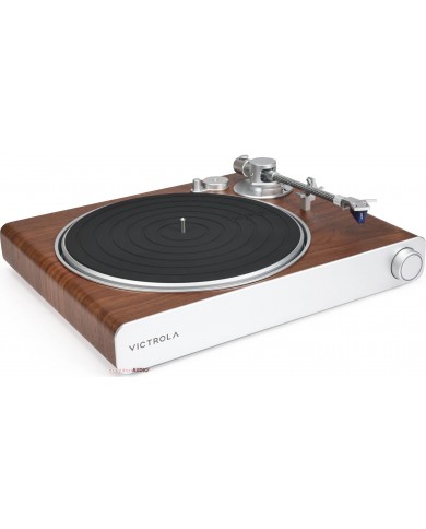 Victrola Stream Sapphire pikap, ahşap ve gümüş detaylı modern tasarım.