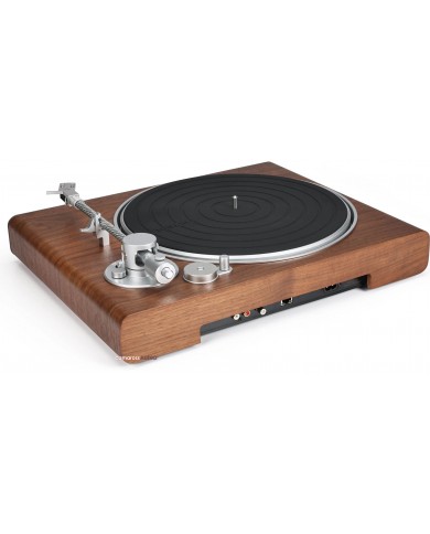 Victrola Stream Sapphire pikap, ahşap gövde ve gümüş detaylar.