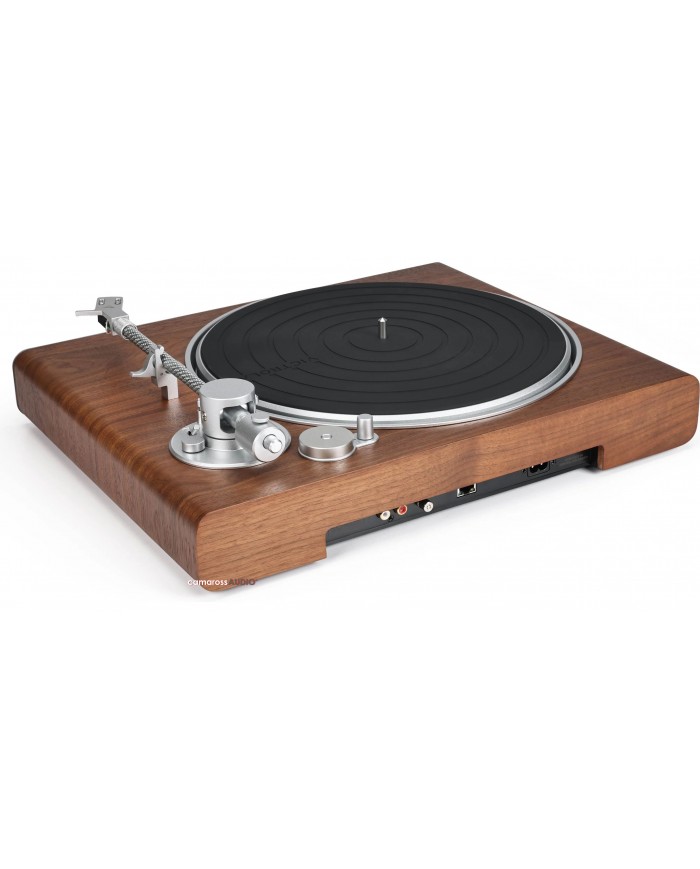 Victrola Stream Sapphire pikap, ahşap gövde ve gümüş detaylar.