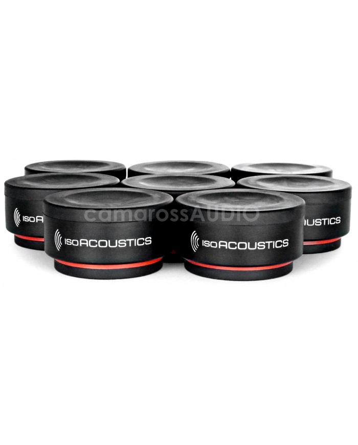 IsoAcoustics ISO-Puck Mini siyah ses yalıtım ayakları 8'li set.