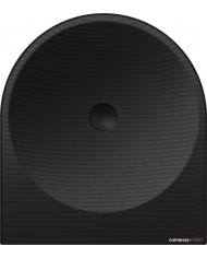 Siyah Samsung Music Studio 5 hoparlör ön yüzü, dairesel tasarım.