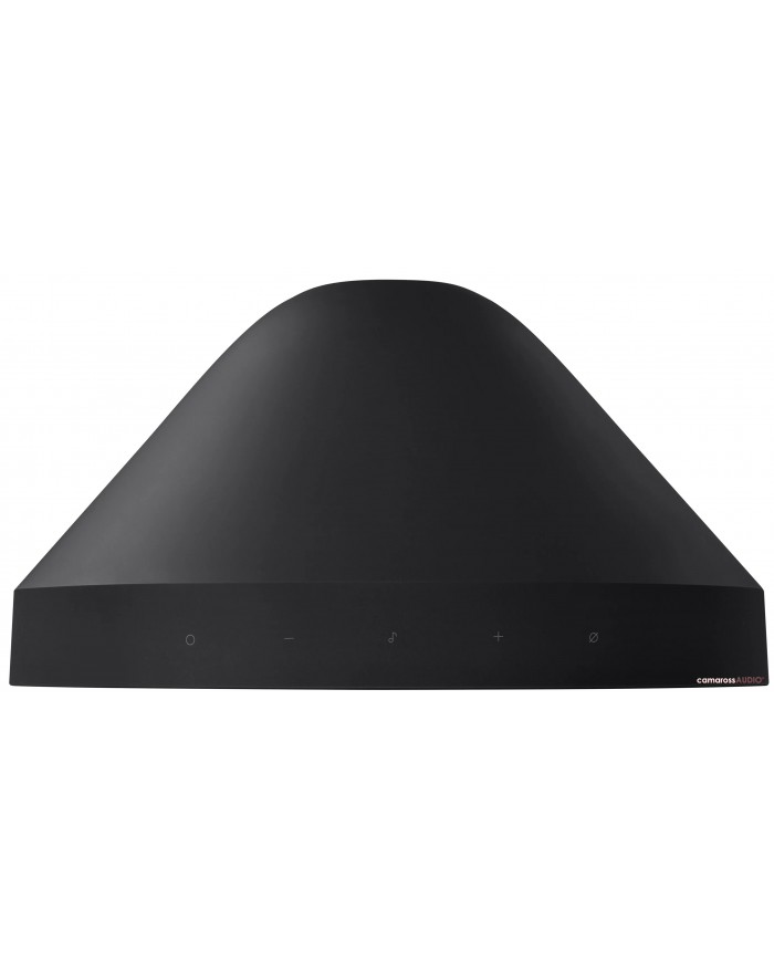 Siyah Samsung Music Studio 5 hoparlör, modern ve minimalist tasarım.