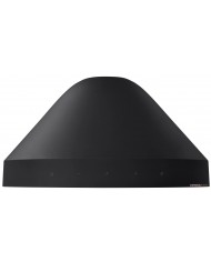 Siyah Samsung Music Studio 5 hoparlör, modern ve minimalist tasarım.