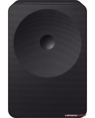 Siyah Samsung Music Studio 7 hoparlör ön yüzü, subwoofer ızgarası.