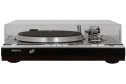Sony PS-X75 pikap, ahşap tabanlı, gümüş plakalı vintage döner tabla.