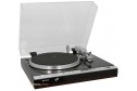Sony PS-X75 plak çalma, vintage siyah ahşap pikap şeffaf kapaklı