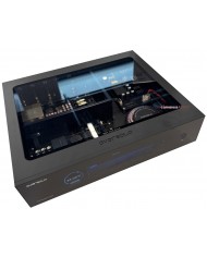 Eversolo C10 Master Clock siyah kasa, şeffaf üst kapak, dahili bileşenler.