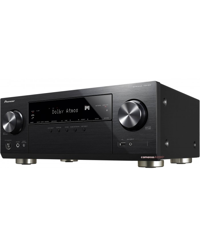 Pioneer VSX-933 AV alıcı, siyah renk, Dolby Atmos destekli stereo amfi.