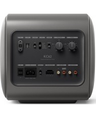 KEF KC62 Subwoofer arka bağlantı paneli ayarları ve kontrolleri.