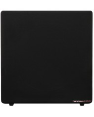 Siyah Kef Kube 12B Subwoofer, parlak üst yüzeyli, kompakt ev sineması sesi.