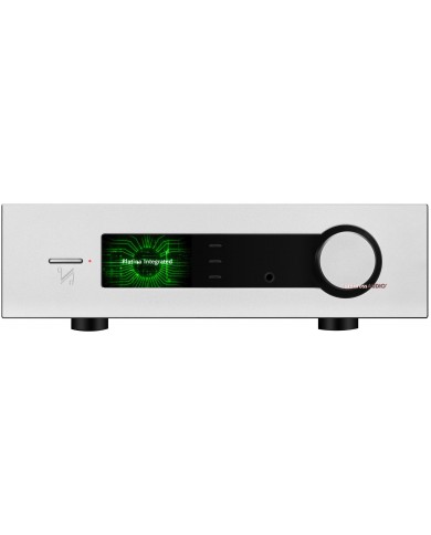 Quad Platina Entegre Amplifikatör gümüş ön panel ve dijital ekran.
