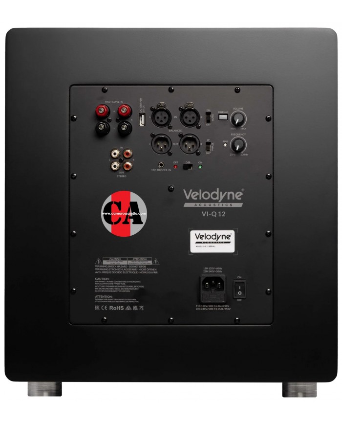 Velodyne VI-Q 12 subwoofer amplifikatör bağlantı paneli siyah