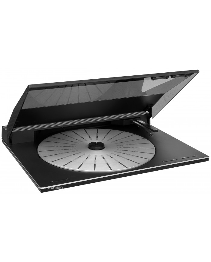 Bang & Olufsen Beogram 3000 pikap, siyah, modern tasarım, cam kapaklı