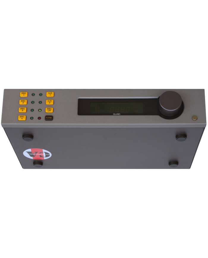 Quad 405-2 Power, 34 Pre, FM4 Tuner gri ses sistemi ön paneli