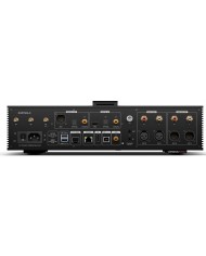 Eversolo DMP-A8 Gen 2 siyah renkli, çoklu dijital ve analog giriş/çıkışlı ses oynatıcı arka paneli.