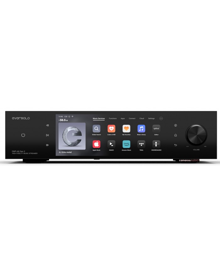 Eversolo DMP-A8 Gen 2 siyah yüksek kaliteli müzik yayıncısı ön paneli