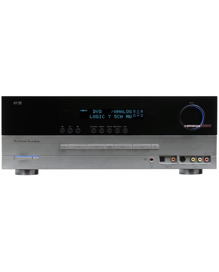 Harman Kardon AVR-245 AV Receiver, siyah ve gümüş renkli, dijital ses girişli.