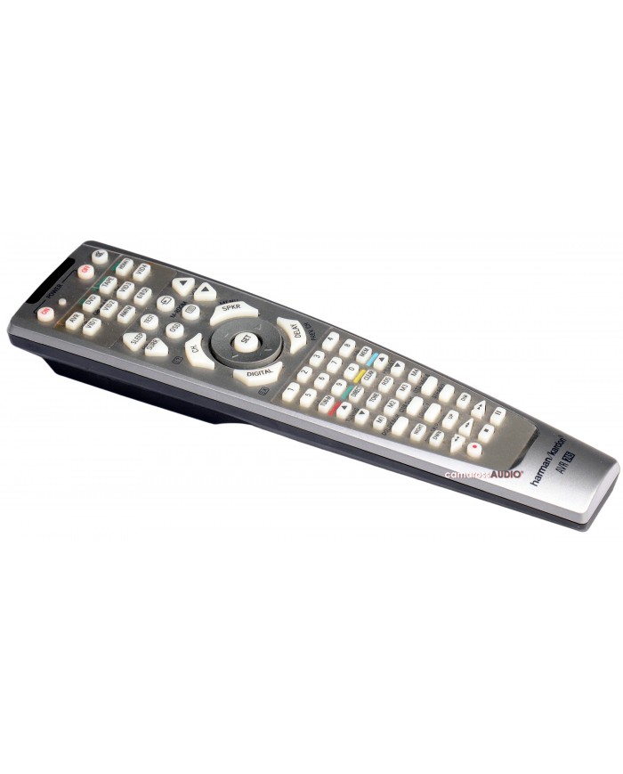 Harman Kardon AVR-245 kumanda, gümüş renkli, çok fonksiyonlu uzaktan kumanda