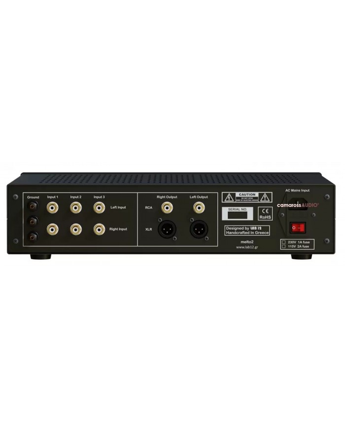 Lab 12 Melto 2 Fono Amp: RCA ve XLR giriş/çıkış, 3 input, siyah, el yapımı