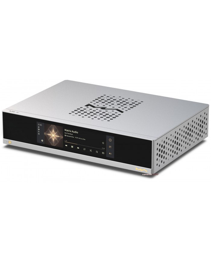 Matrix Audio MS-1c gümüş renkli dijital ses oynatıcı, dokunmatik ekranlı.