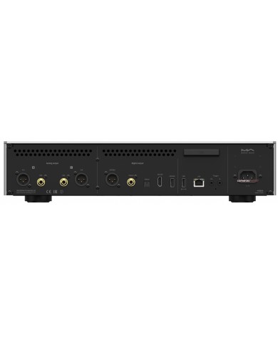 Matrix Audio MS-1c arka panel: XLR, RCA, koaksiyel, optik, USB, LAN, tetik çıkışları.